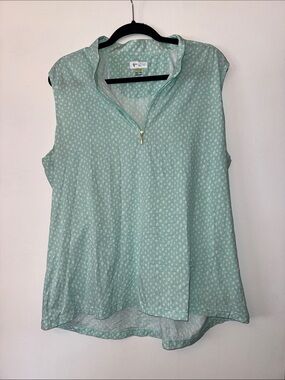Guy Harvey Thin Mint Green Sleeveless Zip-Front Tank